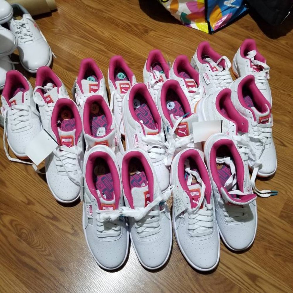 Puma California Womens Tennis Sneaker White Orange - Picture 7 of 11